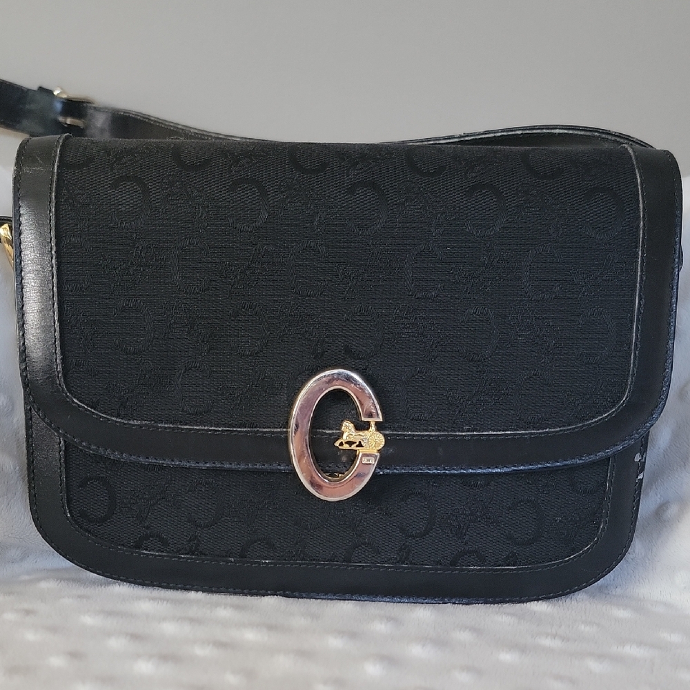 Celine C Macadam Horse Carriage Black Shoulder Bag